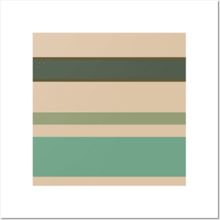 An engaging union of Soldier Green, Beige, Artichoke, Oxley and Gunmetal stripes. Posters and Art